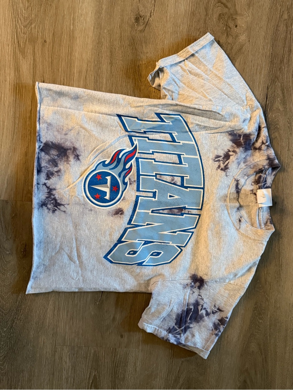 Vintage Tennessee Titans Tie-Dye Crop Top - Gray & Blue